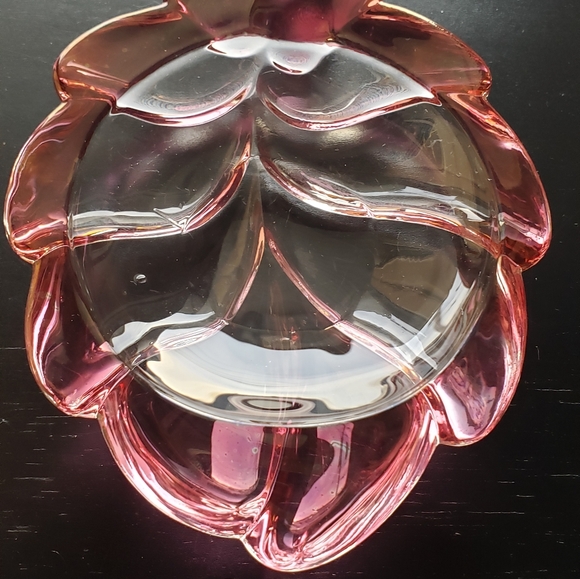 Vintage Pair of Cranberry&Clear Glass Candy/Trinket Leaf Shaped Dishes - Picture 6 of 16
